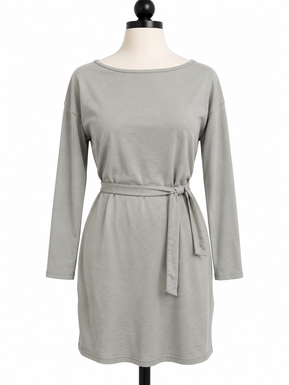 PrettyGarden Women’s S Sage Green Long Sleeve Belted T-Shirt Dress